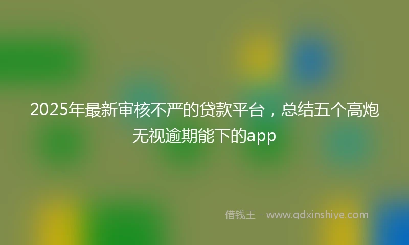 2025年最新审核不严的贷款平台，总结五个高炮无视逾期能下的app