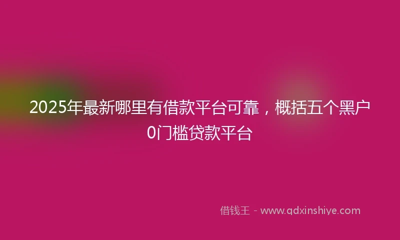 2025年最新哪里有借款平台可靠，概括五个黑户0门槛贷款平台
