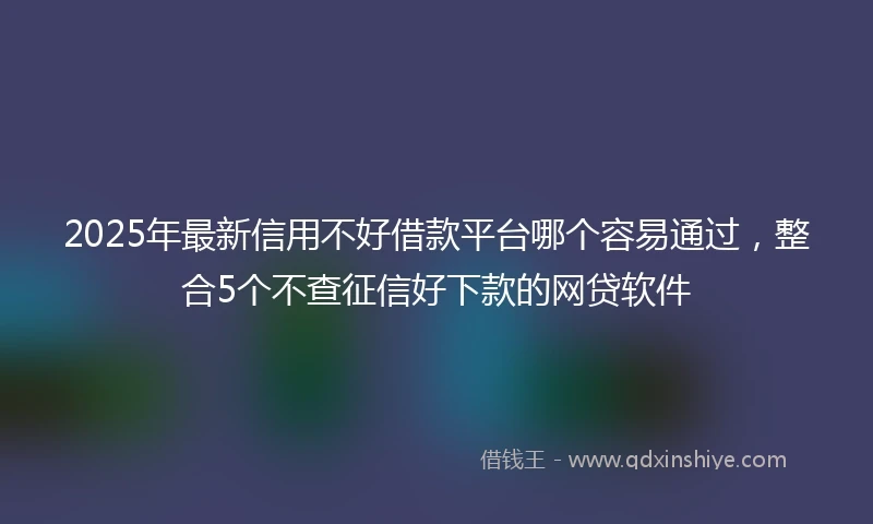 2025年最新信用不好借款平台哪个容易通过，整合5个不查征信好下款的网贷软件