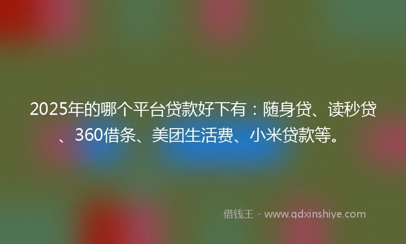 2025年的哪个平台贷款好下有：随身贷、读秒贷、360借条、美团生活费、小米贷款等。