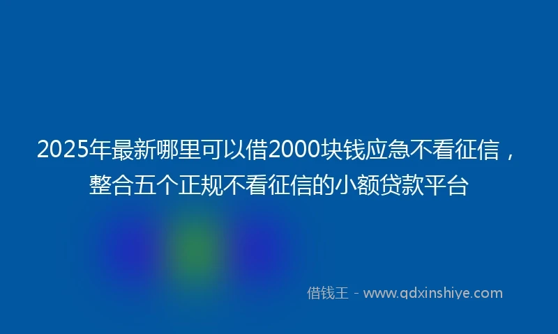 2025年最新哪里可以借2000块钱应急不看征信，整合五个正规不看征信的小额贷款平台