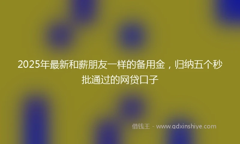 2025年最新和薪朋友一样的备用金，归纳五个秒批通过的网贷口子