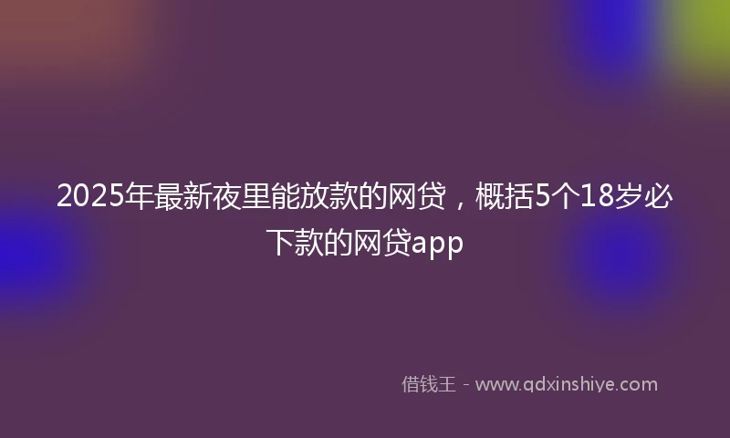 2025年最新夜里能放款的网贷，概括5个18岁必下款的网贷app