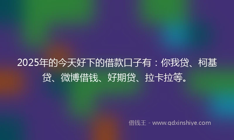 2025年的今天好下的借款口子有：你我贷、柯基贷、微博借钱、好期贷、拉卡拉等。