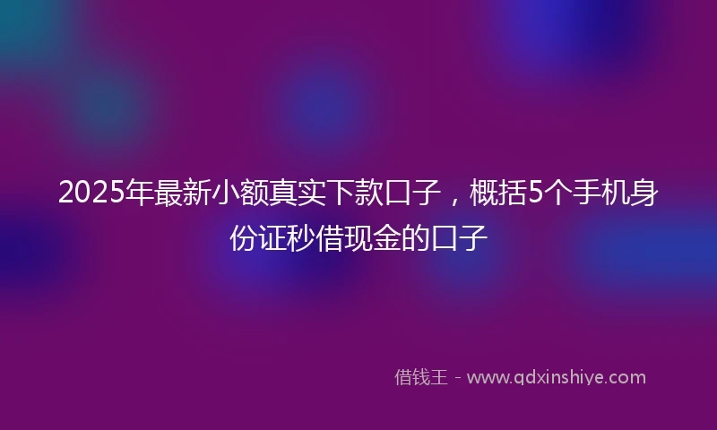 2025年最新小额真实下款口子，概括5个手机身份证秒借现金的口子
