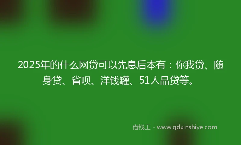 2025年的什么网贷可以先息后本有：你我贷、随身贷、省呗、洋钱罐、51人品贷等。