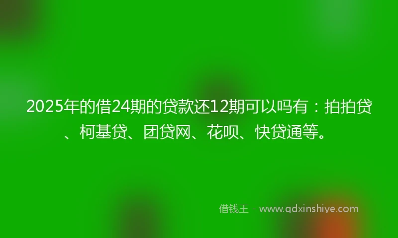 2025年的借24期的贷款还12期可以吗有：拍拍贷、柯基贷、团贷网、花呗、快贷通等。