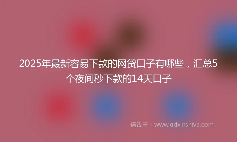 2025年最新容易下款的网贷口子有哪些，汇总5个夜间秒下款的14天口子