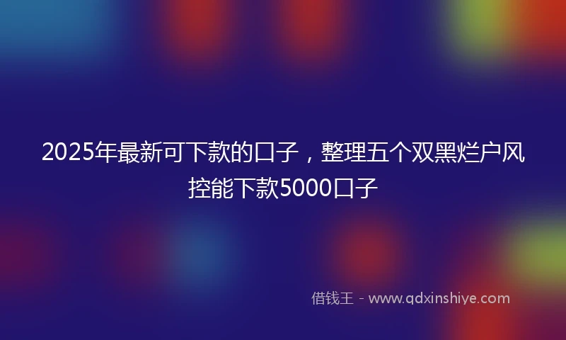 2025年最新可下款的口子，整理五个双黑烂户风控能下款5000口子