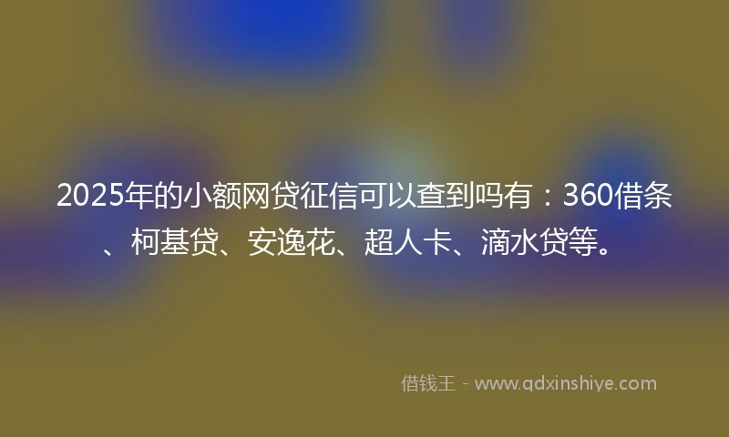 2025年的小额网贷征信可以查到吗有：360借条、柯基贷、安逸花、超人卡、滴水贷等。