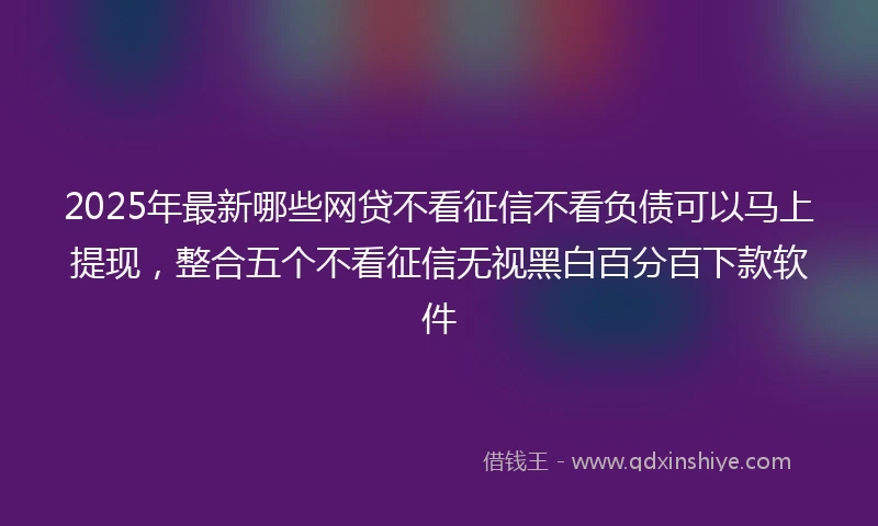 2025年最新哪些网贷不看征信不看负债可以马上提现，整合五个不看征信无视黑白百分百下款软件