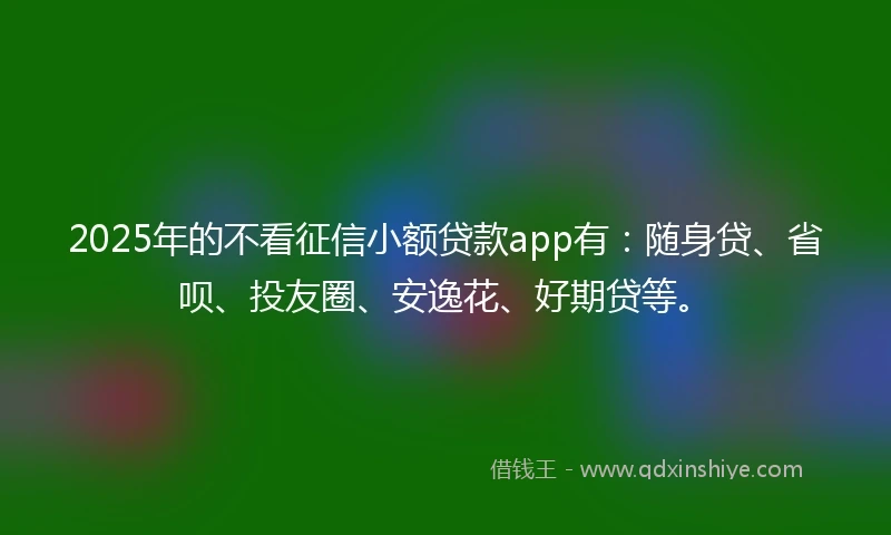 2025年的不看征信小额贷款app有：随身贷、省呗、投友圈、安逸花、好期贷等。
