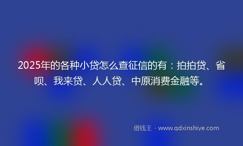 2025年的各种小贷怎么查征信的有：拍拍贷、省呗、我来贷、人人贷、中原消费金融等。
