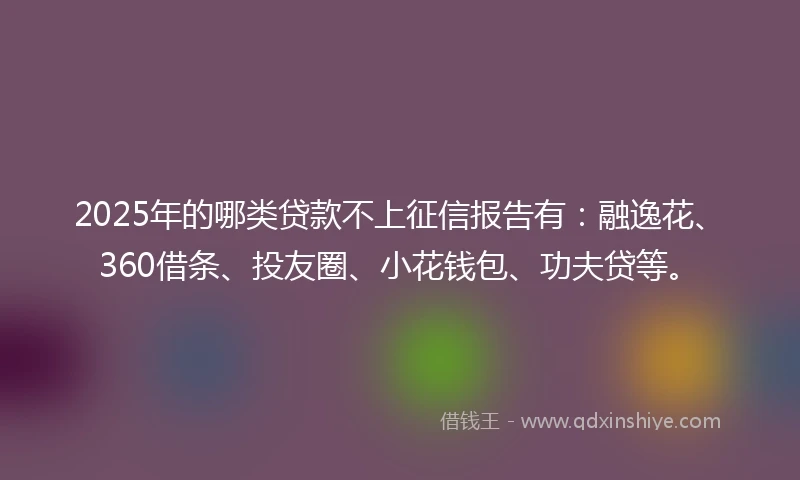 2025年的哪类贷款不上征信报告有：融逸花、360借条、投友圈、小花钱包、功夫贷等。