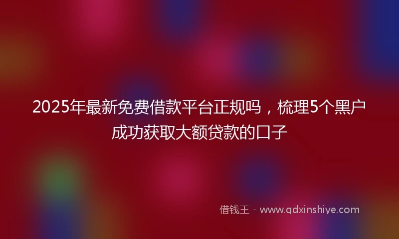 2025年最新免费借款平台正规吗，梳理5个黑户成功获取大额贷款的口子