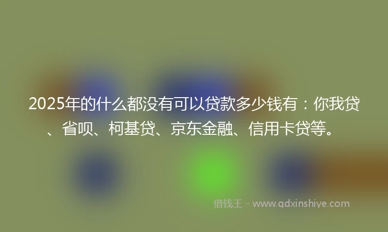 2025年的什么都没有可以贷款多少钱有：你我贷、省呗、柯基贷、京东金融、信用卡贷等。
