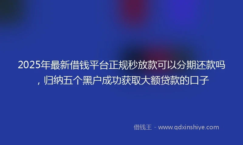 2025年最新借钱平台正规秒放款可以分期还款吗，归纳五个黑户成功获取大额贷款的口子