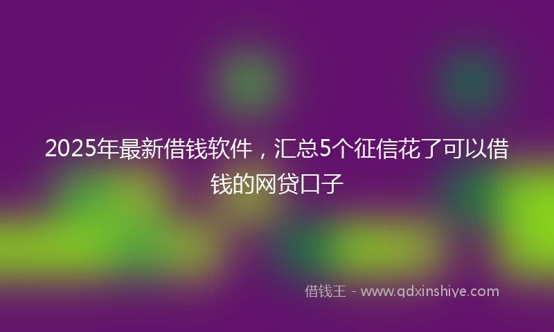 2025年最新借钱软件，汇总5个征信花了可以借钱的网贷口子