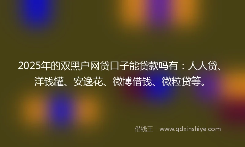 2025年的双黑户网贷口子能贷款吗有：人人贷、洋钱罐、安逸花、微博借钱、微粒贷等。
