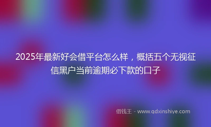 2025年最新好会借平台怎么样，概括五个无视征信黑户当前逾期必下款的口子