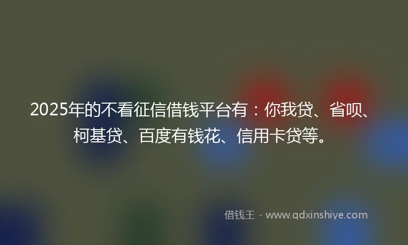 2025年的不看征信借钱平台有：你我贷、省呗、柯基贷、百度有钱花、信用卡贷等。