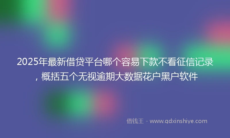 2025年最新借贷平台哪个容易下款不看征信记录，概括五个无视逾期大数据花户黑户软件