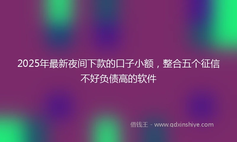 2025年最新夜间下款的口子小额，整合五个征信不好负债高的软件