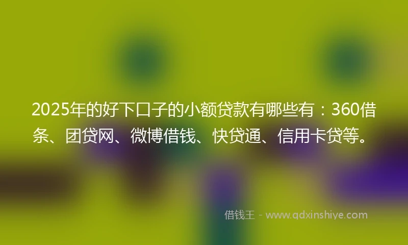 2025年的好下口子的小额贷款有哪些有：360借条、团贷网、微博借钱、快贷通、信用卡贷等。