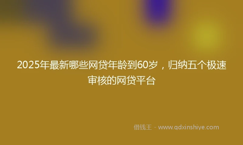2025年最新哪些网贷年龄到60岁，归纳五个极速审核的网贷平台