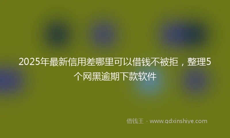 2025年最新信用差哪里可以借钱不被拒，整理5个网黑逾期下款软件