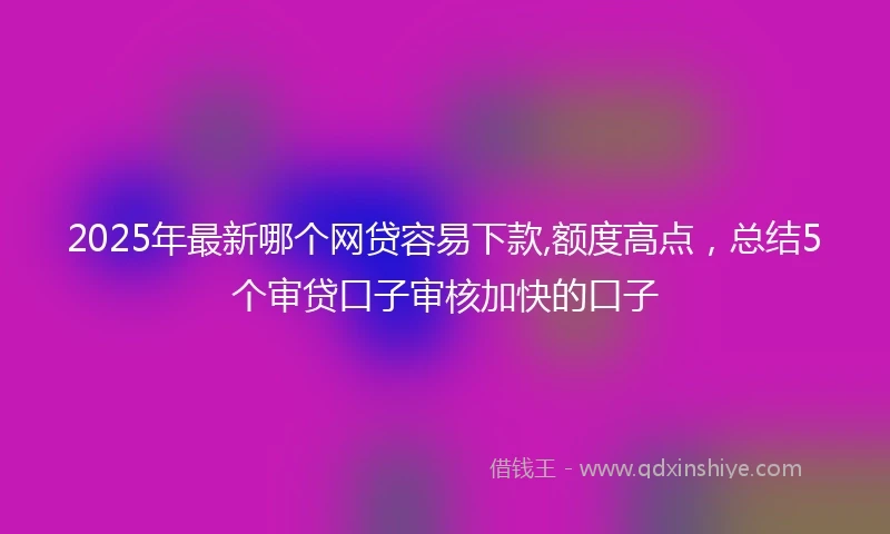 2025年最新哪个网贷容易下款,额度高点，总结5个审贷口子审核加快的口子