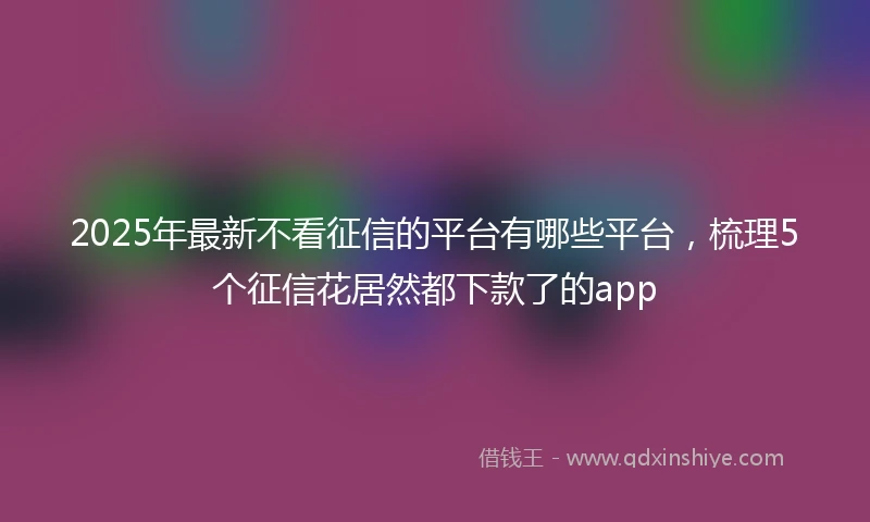 2025年最新不看征信的平台有哪些平台，梳理5个征信花居然都下款了的app