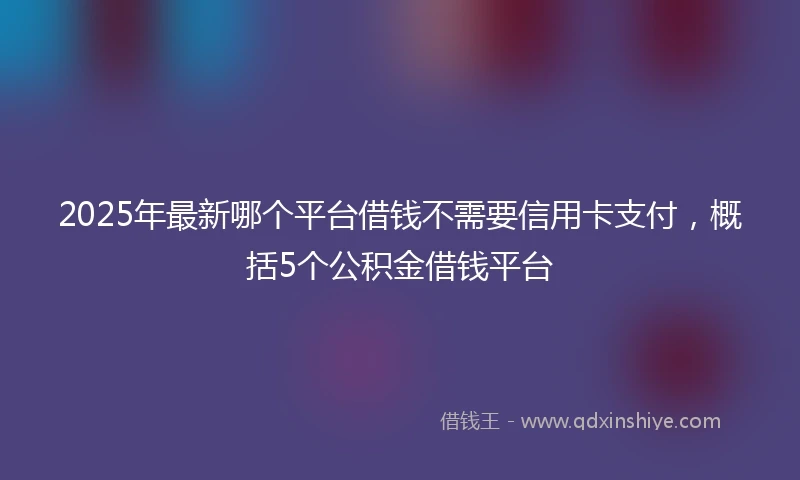 2025年最新哪个平台借钱不需要信用卡支付，概括5个公积金借钱平台
