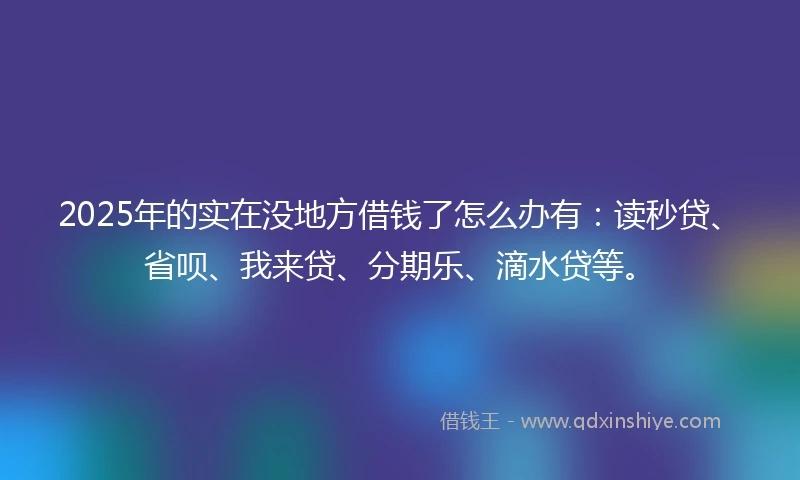 2025年的实在没地方借钱了怎么办有：读秒贷、省呗、我来贷、分期乐、滴水贷等。