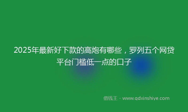 2025年最新好下款的高炮有哪些，罗列五个网贷平台门槛低一点的口子