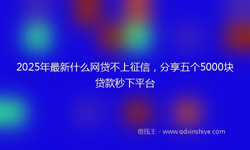 2025年最新什么网贷不上征信，分享五个5000块贷款秒下平台