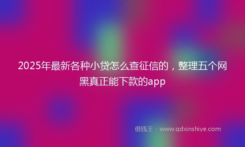 2025年最新各种小贷怎么查征信的，整理五个网黑真正能下款的app