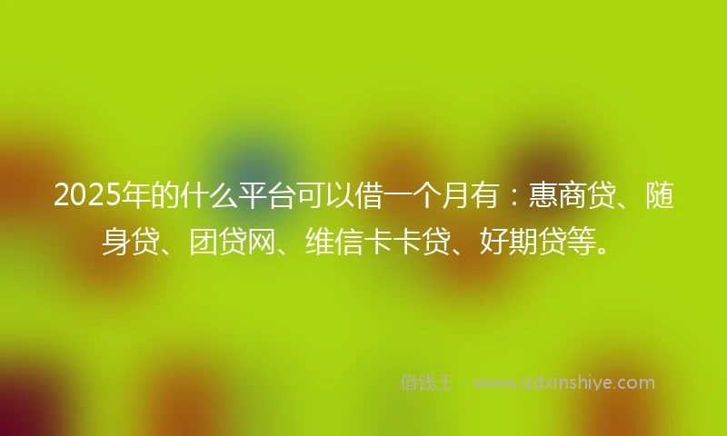 2025年的什么平台可以借一个月有：惠商贷、随身贷、团贷网、维信卡卡贷、好期贷等。