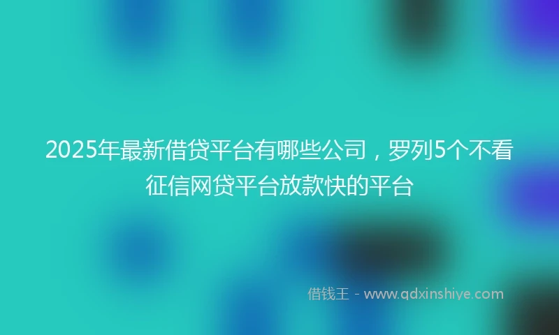 2025年最新借贷平台有哪些公司，罗列5个不看征信网贷平台放款快的平台
