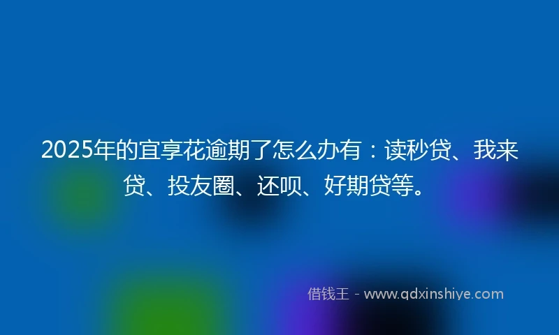 2025年的宜享花逾期了怎么办有：读秒贷、我来贷、投友圈、还呗、好期贷等。