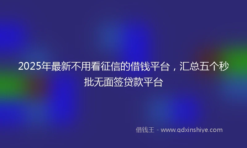 2025年最新不用看征信的借钱平台，汇总五个秒批无面签贷款平台