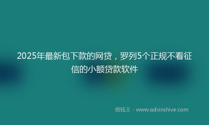 2025年最新包下款的网贷，罗列5个正规不看征信的小额贷款软件