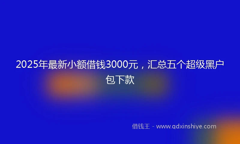 2025年最新小额借钱3000元，汇总五个超级黑户包下款