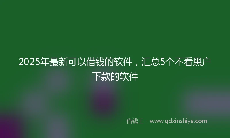 2025年最新可以借钱的软件，汇总5个不看黑户下款的软件
