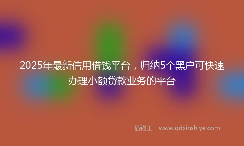 2025年最新信用借钱平台，归纳5个黑户可快速办理小额贷款业务的平台