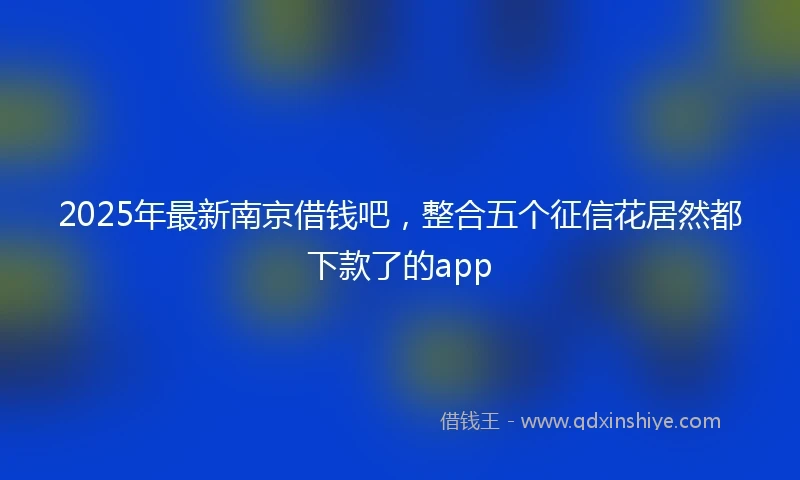 2025年最新南京借钱吧，整合五个征信花居然都下款了的app