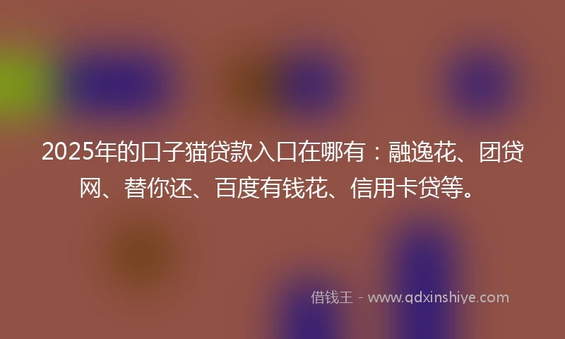 2025年的口子猫贷款入口在哪有：融逸花、团贷网、替你还、百度有钱花、信用卡贷等。