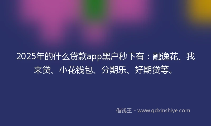 2025年的什么贷款app黑户秒下有：融逸花、我来贷、小花钱包、分期乐、好期贷等。