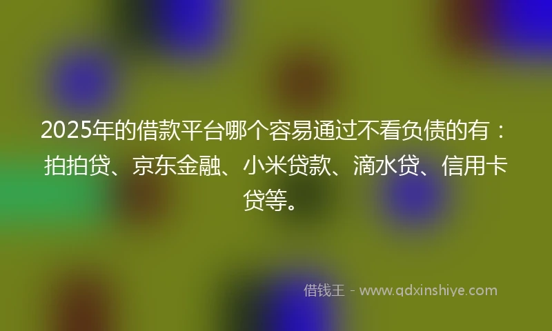2025年的借款平台哪个容易通过不看负债的有：拍拍贷、京东金融、小米贷款、滴水贷、信用卡贷等。
