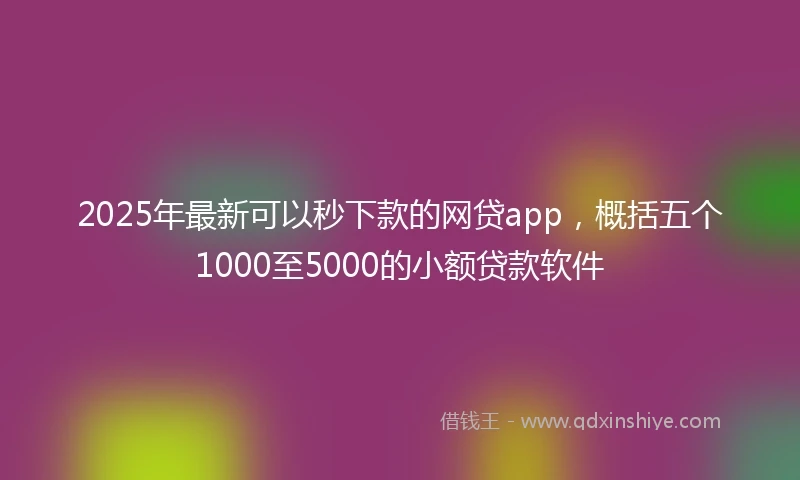 2025年最新可以秒下款的网贷app，概括五个1000至5000的小额贷款软件